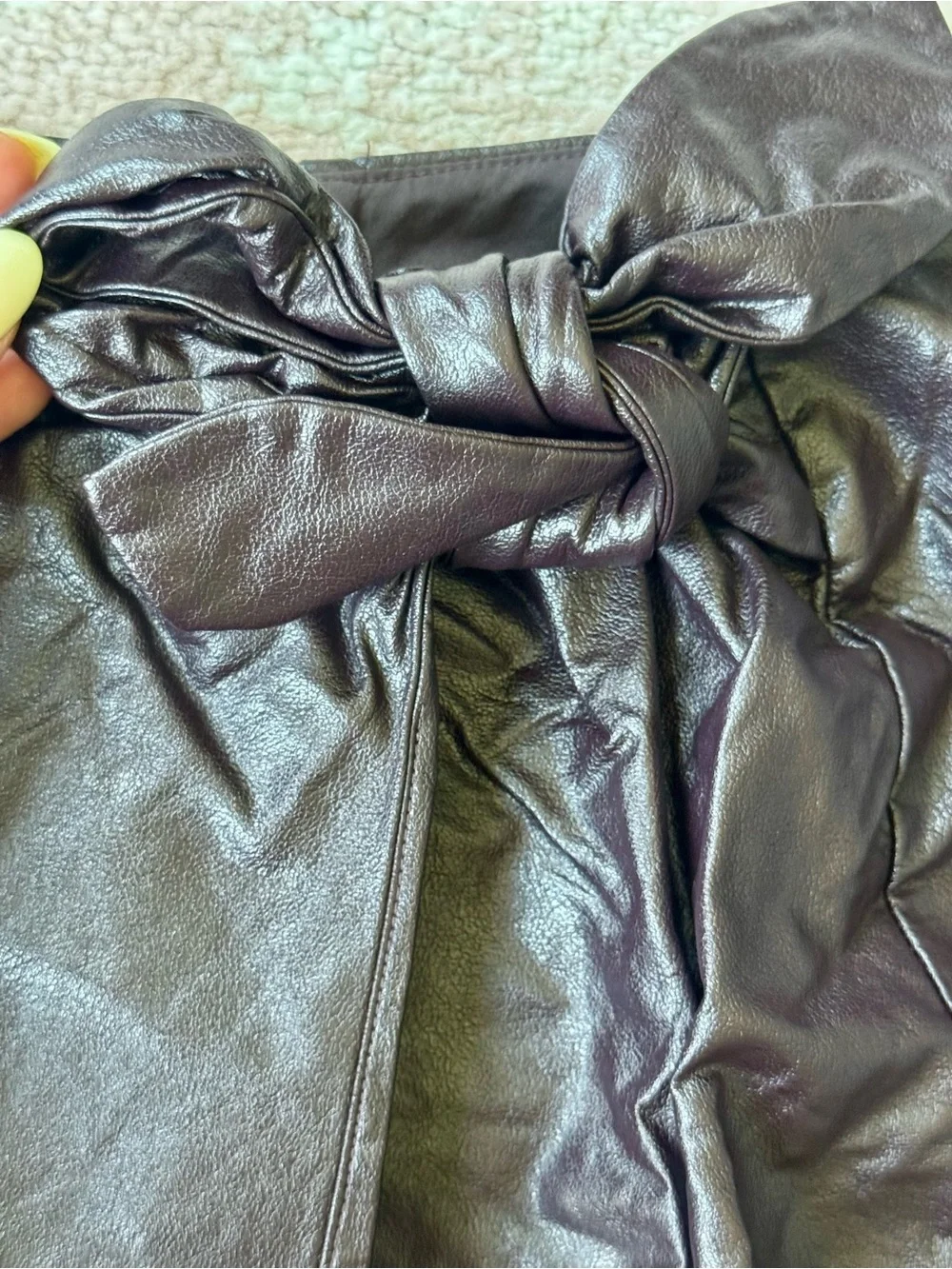 Ann Taylor Faux Leather Midi Skirt in Poised Plum, Size 4